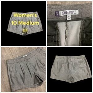 Women's Jennifer Lopez 10 Medium Shorts Chino Khakis Silver Glitter Stretch NWOT